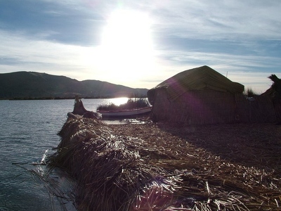 Titicaca 013 - Couche soleil sur ile - Perou