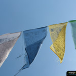 Fond d'écran : Drapeaux de prière tibetains (Tibet), flottant au vent à Dharamsala en Inde.