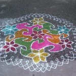 Inde : Kolam dessin au sol (proche de Rangoli, Yantra, Mandala)