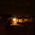 Marrakech 043 - Linge sur les toits nuit - Maroc