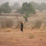 Trajet Bamako 018 - Femme dans savane - Mali